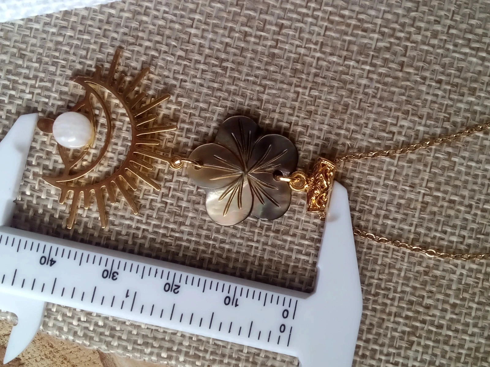 Vergulde ketting met natuurlijke blauwe tanzaniet en maansteen – photo 4